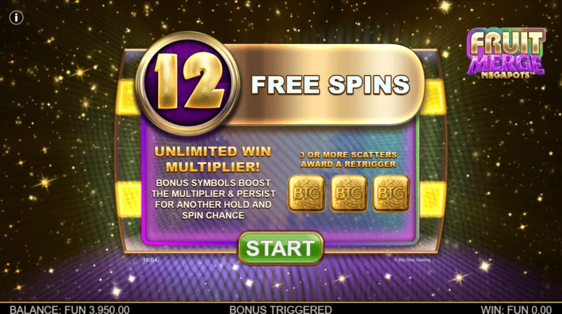 Fruit Merge Megapots - pokretanje Free Spins-a