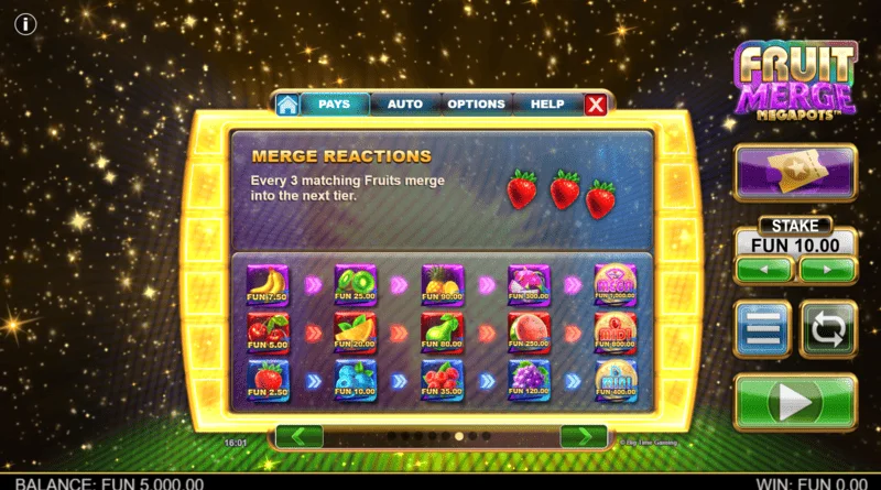 Fruit Merge Megapots - spajanje voća u Hold and Spin